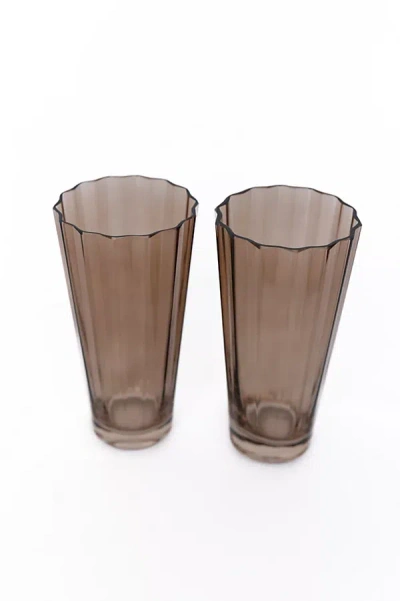 Estelle Colored Glass Sunday High Ball Glass Set In Brown