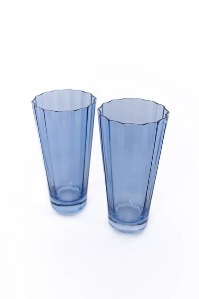 Estelle Colored Glass Sunday High Ball Glass Set In Blue