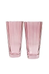 Estelle Colored Glass Sunday High Ball Glass Set In Pink