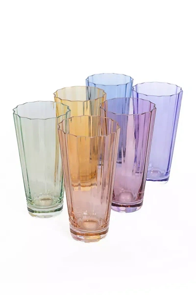 Estelle Colored Glass Sunday High Ball Mixed Glass Set In Multi