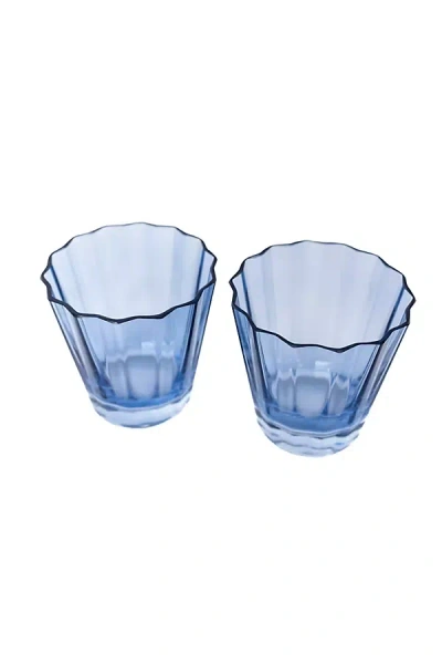 Estelle Colored Glass Sunday Low Ball Glass Set In Blue