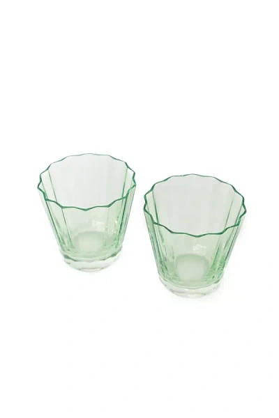 Estelle Colored Glass Sunday Low Ball Glass Set In Green