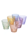 ESTELLE COLORED GLASS SUNDAY LOW BALL MIXED GLASS SET