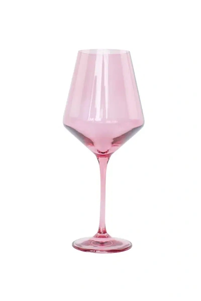 Estelle Colored Glass Wine Glass Set In Pink