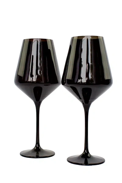 Estelle Colored Glass Wine Glass Set In Black