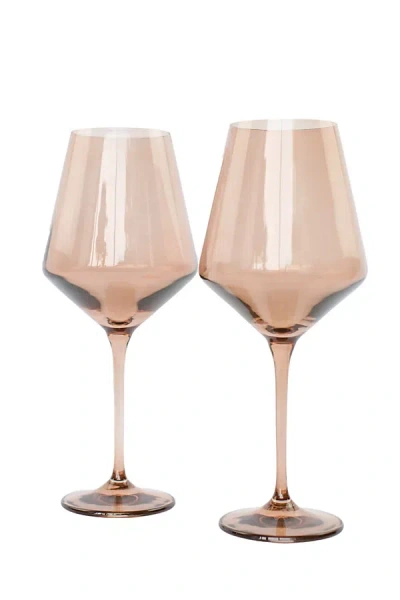 Estelle Colored Glass Wine Glass Set In Pink