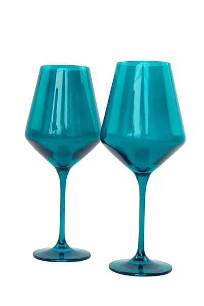 Estelle Colored Glass Wine Glass Set In Blue
