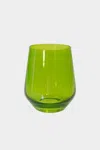 Estelle Colored Glass Wine Stemless Glass In Forest Green - Set Of 6
