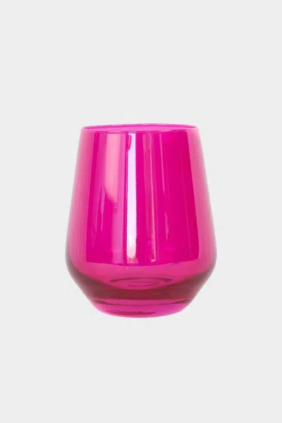 Estelle Colored Glass Wine Stemless Glass In Fuchsia - Set Of 6 In Pink