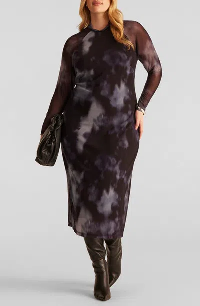 Estelle Cove Mock Neck Midi Dress In Multi