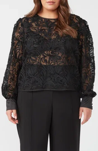 Estelle Dawn Mesh Top In Black
