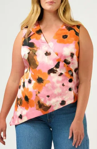 Estelle Freya Sleeveless Wrap Top In Peony/ Mandarin