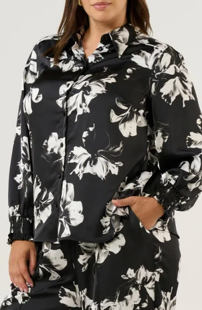 Estelle Gilda Floral Button-up Shirt In Black