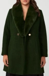 Estelle Grammy Coat With Faux Fur Collar In Olive