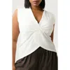 Estelle Hadley Twist Front Seersucker Top In White