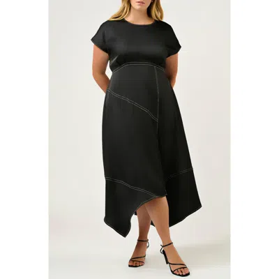 Estelle Josephine Handkerchief Hem Dress In Black