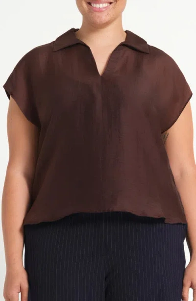 Estelle Kelly Sheer Top In Brown