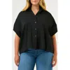 Estelle Lela Relaxed Fit Button-up Shirt In Black