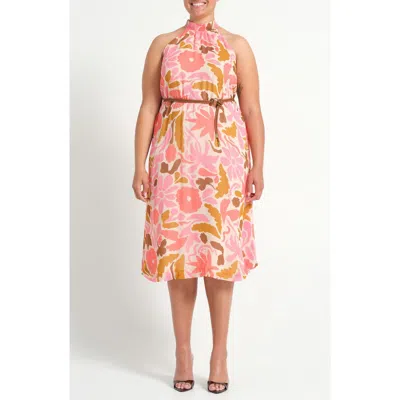 Estelle Luciana Floral Fit & Flare Midi Dress In Pink