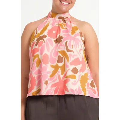 Estelle Luciana Print Sleeveless Chiffon Top In Multi