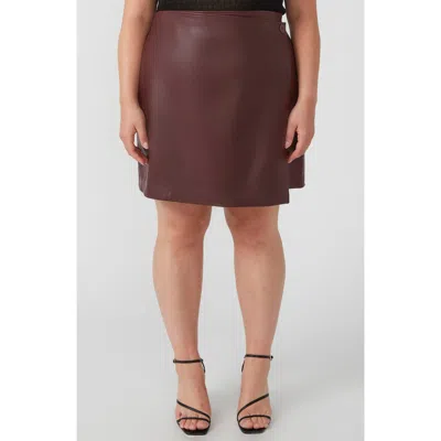 Estelle Lucinda Faux Leather Wrap Miniskirt In Merlot