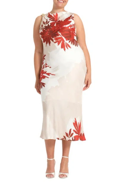 Estelle Maisie Floral Cowl Neck Sheath Dress In Brown
