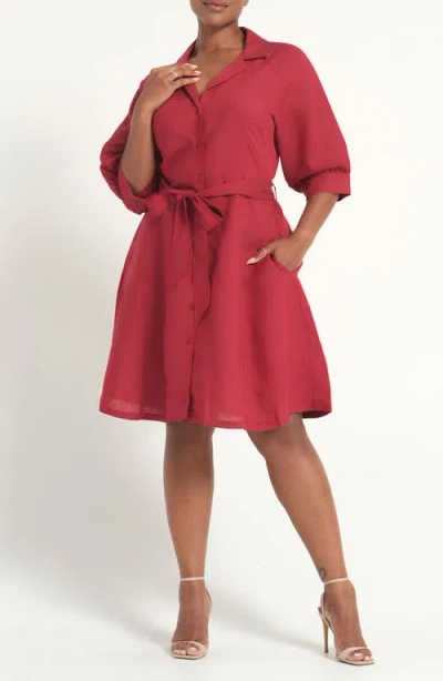 Estelle Maribel Linen Blend Shirtdress In Blue