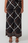 Estelle Marine Print Drawstring Pants In Black