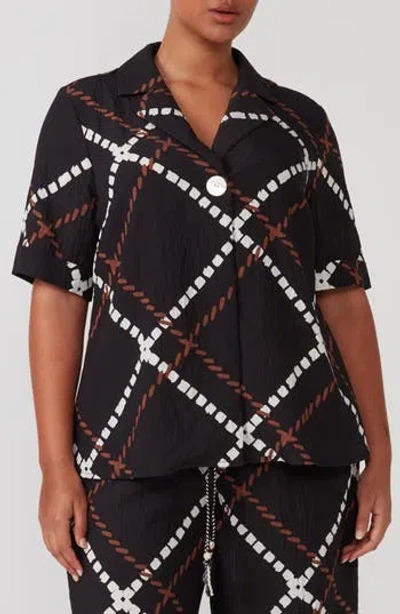 Estelle Marine Short Sleeve Button-up Shirt In Animal Print