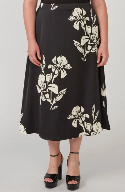 Estelle Morocco Blooms Maxi Skirt In Black/ Cream