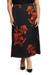 Estelle Morocco Blooms Maxi Skirt In Black/ Orange Floral