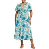 Estelle Nadja Floral Cotton Midi Dress In Print