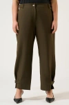 Estelle Namib High Waist Button Tab Hem Pants In Black