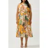 Estelle Paradisa Print Back Tie Midi Dress In Multi
