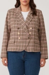 Estelle Penelope Plaid Blazer In Mocha/pink