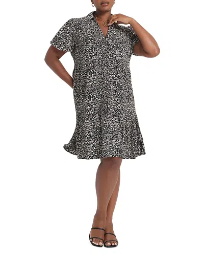 Estelle Plus Abstract Geo Dress In Gray