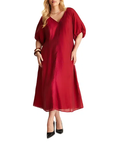 Estelle Plus Adriella Bubble Sleeve Dress In Red
