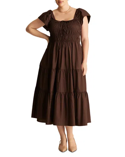 Estelle Plus Alana Smocked Midi Dress In Brown