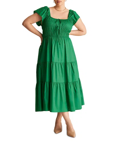 Estelle Plus Alana Smocked Midi Dress In Green
