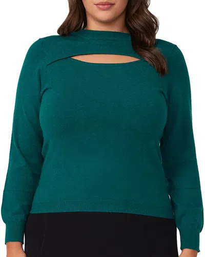 Estelle Plus Alba Knit Top In Forest Green