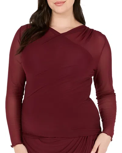 Estelle Plus Annalise Mesh Top In Burgundy