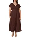 Estelle Plus Aubrey V Neck Midi Dress In Chocolate