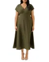 Estelle Plus Aubrey V Neck Midi Dress In Olive