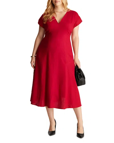 Estelle Plus Aubrey V Neck Midi Dress In Red