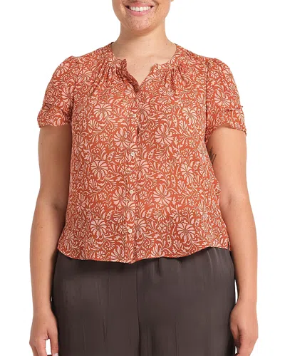 Estelle Plus Bellavie Button Front Top In Brown