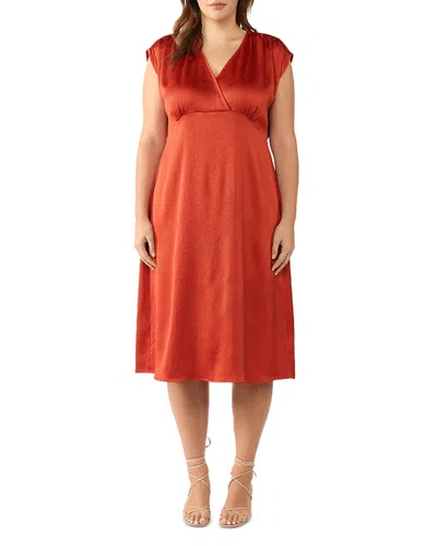 Estelle Plus Burning Desert Midi Dress In Rust Orange