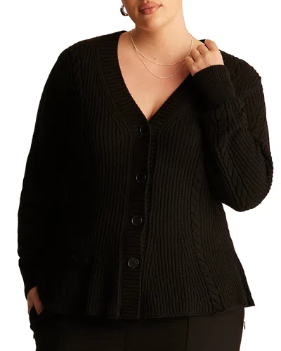 Estelle Plus Callie Rib Knit Cardigan In Black