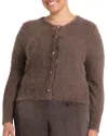 Estelle Plus Camille Eyelash Texture Cardigan In Brown
