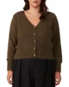 Estelle Plus Camille V Neck Cardigan In Olive