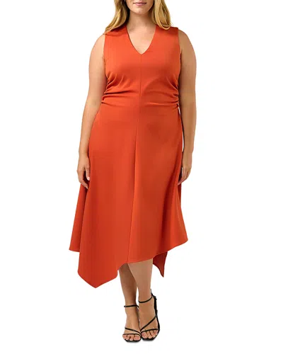 Estelle Plus Carmen Ruched Dress In Orange